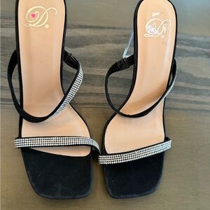 Chic Black Rhinestone Heels